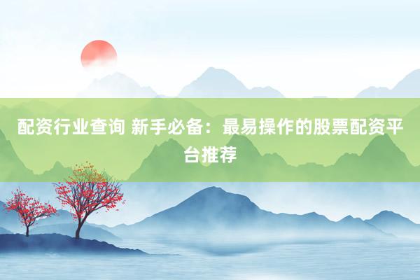 配资行业查询 新手必备：最易操作的股票配资平台推荐