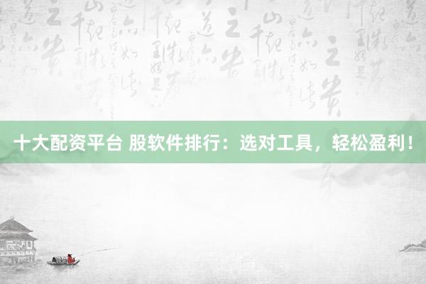 十大配资平台 股软件排行：选对工具，轻松盈利！