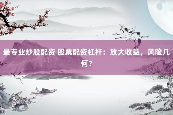 最专业炒股配资 股票配资杠杆：放大收益，风险几何？