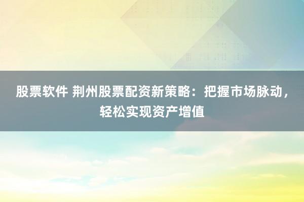 股票软件 荆州股票配资新策略：把握市场脉动，轻松实现资产增值