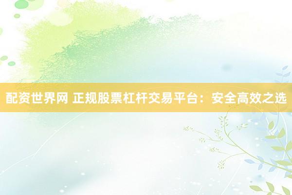 配资世界网 正规股票杠杆交易平台：安全高效之选