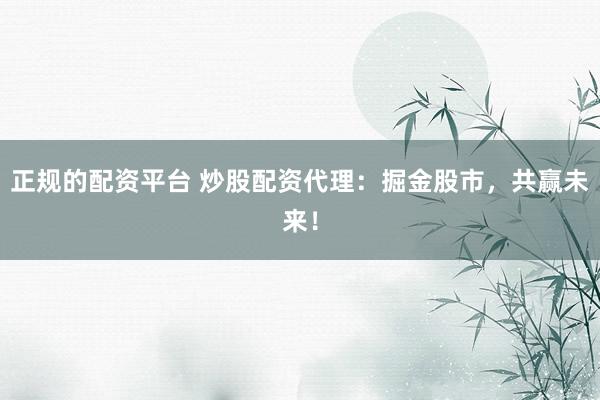 正规的配资平台 炒股配资代理：掘金股市，共赢未来！