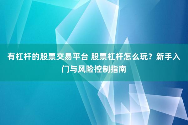 有杠杆的股票交易平台 股票杠杆怎么玩？新手入门与风险控制指南