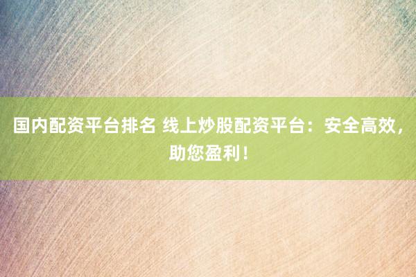 国内配资平台排名 线上炒股配资平台：安全高效，助您盈利！