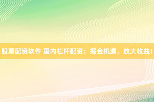 股票配资软件 国内杠杆配资：掘金机遇，放大收益！