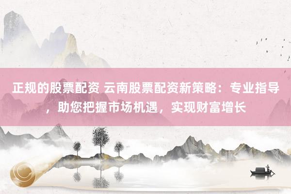 正规的股票配资 云南股票配资新策略：专业指导，助您把握市场机遇，实现财富增长