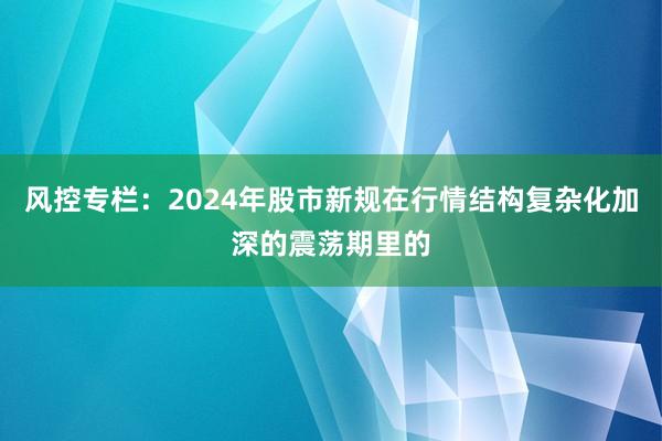 风控专栏：2024年股市新规在行情结构复杂化加深的震荡期里的