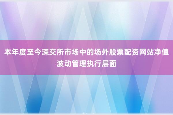 本年度至今深交所市场中的场外股票配资网站净值波动管理执行层面