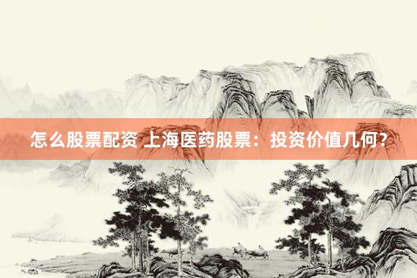 怎么股票配资 上海医药股票：投资价值几何？